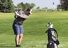 Shelton’s Alexander Gangwish hits a fairway shot while competing at the conference golf tournament last week. (—courtesy photo)