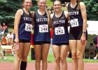 400 Meter Relay Team Junior Amaya Morgan, Seniors Parker Lowe, Susie Cheney, and Erin Gegg
