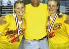 Nick, with daughters Chelsie on his right and Kylee at his left, after winning a district championship and qualifying for state softball. Nick has been involved with baseball, softball and the ball association for over 50 years as a coach, umpire, and boa