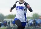 Lady Buffalo sprinter Ila Jurgens crosses the finish line. (—photo by Reuben Reyes)