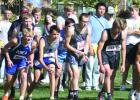 Xavier Hellerich (#840) waits to hear the starter’s gun at the state cross country meet last week. Hellerich and Mayte Meza were Shelton’s lone boys and girls runners at the meet. (–photo by Steve Glenn) Two Bulldog cross country runners finish careers at state