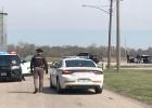 Law enforcement officers, including Shelton Police Chief Ryan Clark, Kearney Police, the Buffalo County Sheriff’s Office and Nebraska State Patrol, converged on Shelton to end a pursuit that started in Kearney. (–photos by Steve Glenn and Dennis Walke High speed pursuit ends in Shelton with arrest of three adults