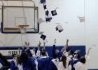 Caps take to the air in celebration after Shelton High graduates received their diplomas last Sunday during ceremonies for the class of 2021. (–photo by Steve Glenn) Article Image Alt Text