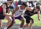 Wood River senior Hector Bonillo Betancourt (center) prepares for the start of a race while competing at the conference track meet at Centura last Friday. (—photo by Andrea Johnson) Wood River senior Hector Bonillo Betancourt (center) prepares for the start of a race while competing at the conference track meet at Centura last Friday. (—photo by Andrea Johnson)