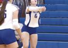 Freshman Jaylee Miller-Braun gets a dig and keeps the ball alive while competing at the Gibbon Triangular last week. (—photo by Jeanette Branson) Freshman Jaylee Miller-Braun gets a dig and keeps the ball alive while competing at the Gibbon Triangular last week. (—photo by Jeanette Branson)