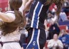 Lady Bulldog freshman Camilla Michalski rips down a rebound in the Twin Valley Conference championship game against Silver Lake last Saturday. (—photo by Jeanette Branson) Lady Bulldog freshman Camilla Michalski rips down a rebound in the Twin Valley Conference championship game against Silver Lake last Saturday. (—photo by Jeanette Branson)