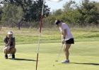 Lady Buffalo senior golfer Ila Jurgens lines up a put while competing at the district golf tournament in Lexington last week. (—courtesy photo)
