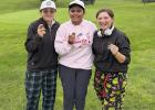 Lady Buffalo golfers who earned medals at last week’s Ravenna Invitational were, left to right, Bayla Rodriguez, Ximena Urbina and Kasey Ackley. (–courtesy photo)
