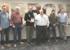 Captain Bob Anderson, third from right, was recognized for his 47 years in law enforcement and 32 years of giving sheriff’s department reports to the Gibbon City Council at the council’s regular monthly meeting on Monday, October 19. Mayor Derrick Cle