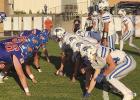 The Gibbon offense lines up on the road against the Gordon/Rushville defense last week on the Mustangs’ home field. (–courtesy photo) Article Image Alt Text