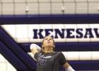 Freshman Aubrey Schutte eyes a serve while competing against Kenesaw last Friday night. (—photo by Steve Glenn)