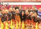 The Shelton Lady Bulldog volleyball team continued its winning ways, claiming the Twin Valley Conference Tournament title on Monday night. (—photo by Barb Berglund) Lady Bulldog volleyball earns second TVC crown