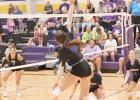 Brynn Baxter hammers one of her seven kill spikes during the Lady Buffs’ season opening win over SEM last Thursday. (—photo by Alissa Baxter)