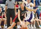 Dre Van Winkle (right) has made herself an essential part of not only the Lady Eagle offense this season, but also as part of the Wood River defense. (–photo by Doug Kuskie)