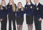 Five Shelton seniors received their State FFA Degree at the recent State FFA Convention. This is the highest honor one can receive within the Nebraska FFA Organization. Recipients were, left to right, Brianna Simmons, Taylor Lewis, Maddie Krehmeyer, Jayle Shelton reports successful trip to State FFA Convention