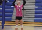 Lady Eagle Tenley Gewecke sets the ball at the Gibbon Triangular last week. The number five seeded Wood River ladies defeated fourth seed Doniphan/Trumbull in the first round of the C2-7 Subdistrict at Thayer Central on Monday, 26-24, 25-23, 2025, 17-25 a Article Image Alt Text