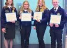 On Saturday, October 26, four members of the Shelton FFA Chapter received their American FFA Degree at the National FFA Convention and Exp in Indianapolis, Indiana. They were, left to right, Jaylea Pope, MaKenna Willis, Taylor Lews, and Noah Summers. (— Article Image Alt Text