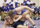 Aiden Middleswart keeps control of his opponent in the 285 pound division at the Wood River wrestling duals. (—photo by Doug Kuskie) Aiden Middleswart keeps control of his opponent in the 285 pound division at the Wood River wrestling duals. (—photo by Doug Kuskie)