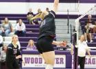 Courtney Dimmitt gets one of her three kills in the win over Arcadia-Loup City last Thursday night. (—photo by Doug Kuskie) Article Image Alt Text