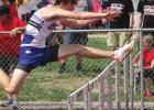 Jace Bombeck qualified to compete in the state meet by winning the 110 meter hurdles at last week’s district meet. (–photo by Steve Glenn) Buffaloes sending small herd to state track and field championships this week