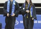 Zach Myers and Ava Wheeler walk elbow-to-elbow following last Sunday’s commencement ceremonies for the Shelton High Class of 2022. (–photo by Steve Glenn) Tassels turned in SHS ceremony