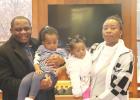 New Gibbon Faith United Methodist Church Pastor Jean-Marc Mutwale (left) assumed pastoral duties in early July. He is pictured, left to right, with daughters Ketsia and Keren and wife, Falonne. (–courtesy photo) Faith United Methodist Church welcomes new Reverend to Gibbon