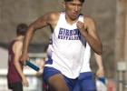 Daniel Cedillo gets a strong start in his leg of the boys 4x400 meter relay at Ravenna. (—photo by Reuben Reyes) Daniel Cedillo gets a strong start in his leg of the boys 4x400 meter relay at Ravenna. (—photo by Reuben Reyes)