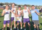 The Wood River boys 400 meter relay team of, left to right, Madden Brabec, Harry Oberg, Adrian Lobeda, Beau Rohrich and alternate runner Ikaiah Edgren, qualified for state at the district meet held Thursday, May 9, in Centennial. Madden also qualified in the pole vault, and Harry will be running the 300 meter hurdles race at state. (—courtesy photos) Eagles send nine competitors to state