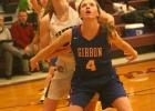 Gibbon’s Kaylee Palmieri (#4) boxes out Centura’s Elayna Holcomb in the LouPlatte Conference battle last week which was won by the Lady Centurions. The two teams meet again in the conference tournament Monday night at Centura at 7:00 p.m. (–photo by Lynn McBride) Gibbon’s Kaylee Palmieri