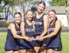 The team of Susie Cheney, Parker Lowe, Erin Gegg and Amaya Morgan sped their way to the state track meet by winning the 400 meter relay event at Burwell. (—photo by Jeanette Branson)