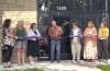 The community of Wood River held the grand opening ribbon cutting ceremony for the new Legacy Station on Saturday morning. Helping Wood River Mayor Greg Cramer (center) with the task were, from left to right, Kila Turek, Nancy DeVore, Veronica Kaufman, Lo